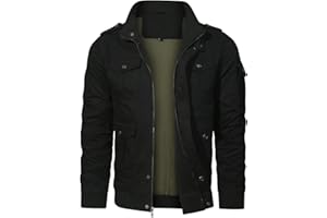 HOOD CREW Chaqueta militar a prueba de viento para hombre, chaqueta tipo cargo, abrigo para exteriores, múltiples bolsillos