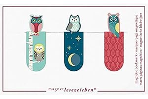MOSES Marcapáginas magnéticos con diseño de búhos, juego de 3 unidades, marcapáginas magnéticos