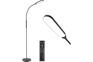 KALAHOL LED Floor Lamp, 360% Adjustable Gooseneck 15W Anti-Blue Light Damage Floor Lamp, Remote & Touching Control for Living Room Study Office 5 Colour Temperatures