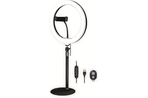 LogiLink AA0152 – LED ringljus/ring Light (? 25 cm) med -hållare, 3 färglägen (naturlig, varm, kall) och 120 lysdioder för professionella videor och bilder