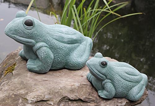 Frog ornament - Set of 2 - Garden Statue Stone Outdoor Decorative Sculpture