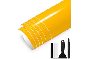 GRTHTATI 30cm x 150cm Autofolie Glanz Auto File Selbstklebende Car Wrapping Folie mit Luftkanälen Blasenfreie Auto Folierung für Motorrad, Fahrrad, DIY (Gelb, 30cm x 150cm)