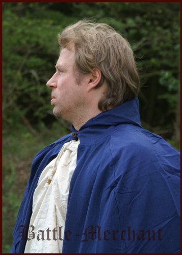 Mittelalter Umhang aus Baumwolle mit Kapuze, diverse Farben – LARP Farbe schwarz - 3