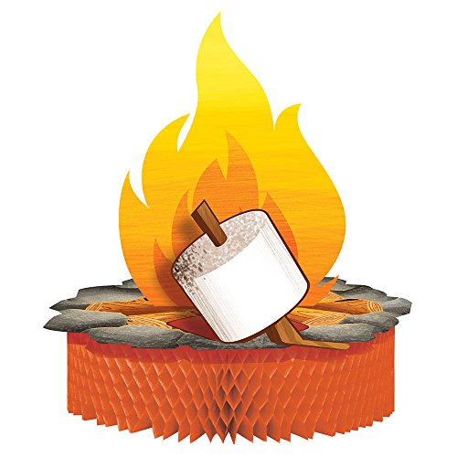 Camp Out Party Supplies Honeycomb Centrepiece Decoration Birthday Fire Woodland