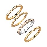 Jacques Lemans Damen Ring-Set Edelstahl Glänzend gelb 490070010
