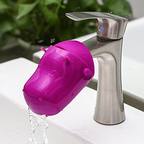 Preisvergleich Produktbild Zooawa Baby Flusspferd Wasserhahn Extender, Waschbecken Waschbecken Erweiterung Anhang Cartoon Wasser Rutsche für Kinder Kleinkinder Hände Waschen, Magenta