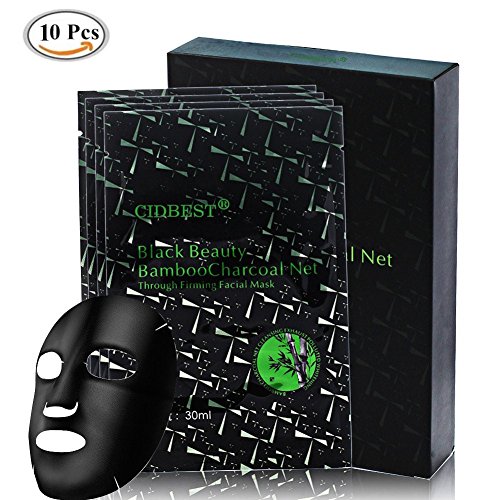 Preisvergleich Produktbild 10 x Black Head Maske, Bambuskohle Schwarz Maske, CIDBEST® 100% Naturreine Tiefenreinigende Gesichtsmaske, Poren schrumpfen Maske / Hilft Poren & Falten zu Reduzieren / Silk Feuchtigkeits Gesichtsmaske, Bamboo Charcoal Mitesser entfernen Maske, Reparieren Sie beschädigte Zellen, die Feuchtigkeit der Haut hinzufügen