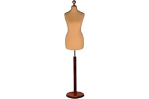 Display Guru Tailor Dummy torso UK Size 8/10 Dark Wood ROUND BASE Gold