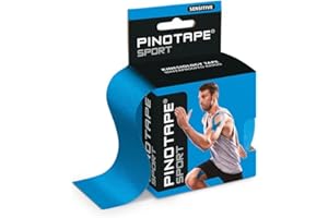 Pinotape Sportowa taśma kinezjologiczna, kolor jasnoniebieski, 5 cm x 5 m, wodoodporna taśma kinezjologiczna, do skóry wrażliwej, nie zawiera lateksu, duża przyczepność