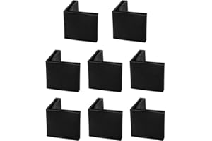 sourcing map 8pcs Casquette Pieds Chaise Angle Fer Forme L Patin Meuble Table Embout Capouchon Cornière Protection 38mm x 38mm Noir