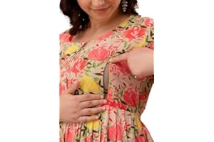 Women's Cotton Printed Anarkeli Maternity Kurti