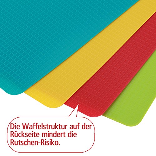 ZITFRI 4er Set Schneidebrett Kunststoff 38×30,5cm Schneidematte antibakteriell biegsam hygiene und rutschfest, getrennter Gebrauch für Lebensmittel wie Fisch / Gemüse / Geflügel / Fleisch - 3