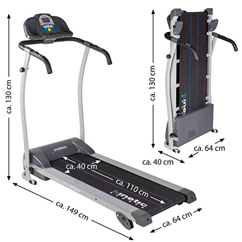 Kinetic Sports Laufband, Leiser 1100 W Elektromotor, mit Trainingscomputer, 2 Getränkehalter, Zusammenklappbar - 7