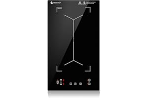 ‎AMZCHEF AMZCHEF Induktionskochfeld 2 Platten, Doppel Induktionskochplatte mit Flexzonen und Stecker, 10 Leistungsstufen, Sicherheitsschloss und Timer, Touch-Schieberegler,3300W,Schwarz