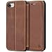 Produktbild BEZ® Hülle für iPhone 7 Hülle, iPhone 8 Hülle, Handyhülle Kompatibel für iPhone 7 [Echt Leder] Schutzhülle Tasche mit magnetischem, Leder Magnet Handytasche Bookstyle Klappbar - Walnut