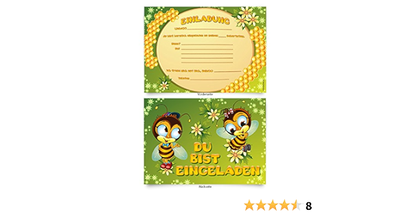 Einladungskarten 8 Stuck Zum Selbstausfullen Fur Kindergeburtstag Bienen Amazon De Spielzeug 