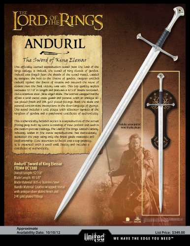 Schwert Anduril Herr der Ringe Filmreplik Dekoschwert Flamme des Westens Nachbildung mit Wandplatte 134 cm - 4