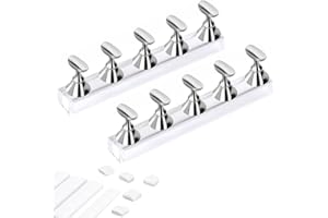 NARSIKAR Acrylic Nail Display Stand DIY Nail Crystal Holder Magnetic Practice Stands with Reusable Adhesive Putty Clay for False Nail Tip Manicure Tool (Sliver)