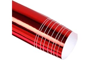 BangShou Carbon Fiber Vinyl Wrap Roll, DIY Decal Sheet with Air Release (Plating film Red)