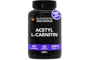 ‎BANDINI Bandini® ACETYL L-CARNITINE, Premium Carnitin: Acetyl-L-Carnitin Hydrochlorid, stoffwechselanregend, Energie und erhöhte Ausdauer, vegan, 60 Kapseln, 1 Kapsel pro Tag für 2 Monate Versorgung