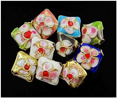 Karo 10 Cloisonne Enamel Spacer Metal Beads 12 mm Assorted Colors Craft Beads E13