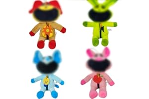 Kouipoie Smiling Peluche, Adorables Juguetes de Plush de Gato Morado y Perro Amarillo, Peluches Cat y Dog, Niños y Adultos. (4PCS)