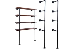 LINKPIPES Industrielles Rohrregal, Regalhalterungen DIY Open Book Regal für Büroraum Küche Wandregale(2Pcs 4Tier,57.5" hoch,11" tief, nur Hardware)