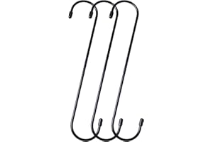 Baoswi 3 Pack Black Extra Long S Shaped Hooks, Heavy Duty Steel, 25cm, S Hooks for Hanging Plant, Closet, Kitchen, Garage, Indoor & Outdoor