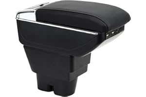 OYHCM Bracciolo Centrale per Peugeot 207, Doppio Scomparto, Pelle Nera, Facile da Installare, Accessorio Auto Personalizzato