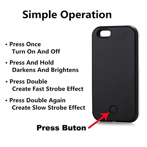 Gemwon Selfie Funda de luz para iPhone aumenta la luz facial funda de protecci n con LED luz Iluminado intermitente para iphone 7 Plus Negro reviews Gemwon Selfie Funda de luz para iPhone aumenta la luz facial funda de protecci n con LED luz Iluminado intermitente para iphone 7 Plus Negro