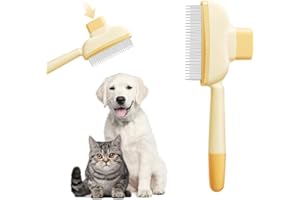 MIUUIPI Samoczyszczający się grzebień dla zwierząt domowych, szczotka do pielęgnacji sierści dla kotów i psów, samoczyszczący grzebień dla kota z przyciskiem zwalniającym, grzebień do masażu i czyszczenia