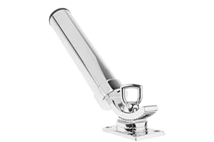 Gokelomg Support de canne à pêche réglable à 360° pour bateau, kayak, etc., argent, acier inoxydable, pince