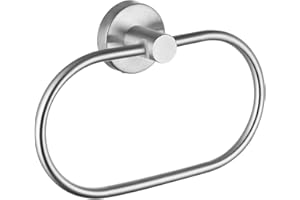 EOLAX Anello portasciugamani per forare, portasciugamani in nichel spazzolato, moderno portasciugamani da bagno da parete, in acciaio inox, montaggio a parete, accessori da bagno