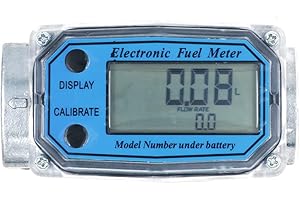 NUZAMAS Medidor de flujo de turbina digital de aleación de aluminio Medidor de flujo electrónico Medidor de presión 1 pulgada de entrada/salida rosca interior para agua líquida, diesel