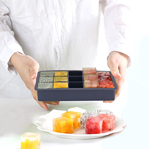 Joyoldelf Eis Würfel Behälter Eiswürfelform aus Silikon – Premium Food Grade Silikon Eisbehälter Formen, 1,3 Zoll Eiswürfelform – (3 Stück) – Schwarz - 5