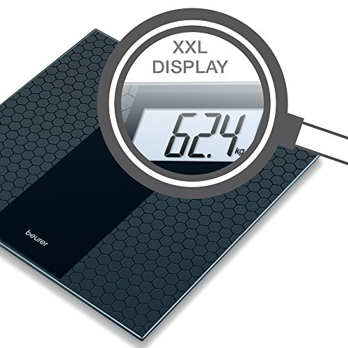 Beurer Glaswaage GS 230 Structure: Personenwaage mit großer LCD-Anzeige und rutschhemmender Oberfläche mit mattierter Wabenstruktur - 3