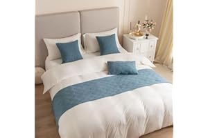 Morbuy Bettläufer und Kissen Bezug, Muschelmuster Jacquard Bettschal für den Fuß des Bettes Luxus Weicher Bettlaufer Schlafzimmer für Gästehaus Hotel Schlafzimme (45x180cm (Bettläufer),grau Blau)