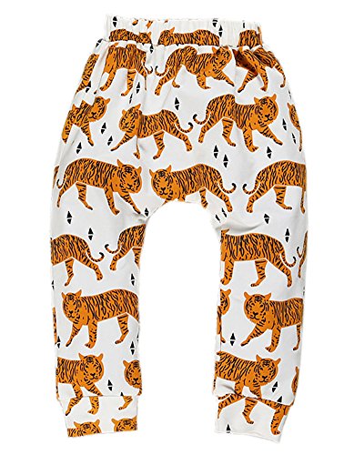 Zhuannian Baby Boys Girls Cartoon Animal Print Elastic Waist Harem Pants (2-3Y, Yellow)
