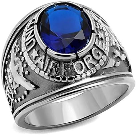BestOfBijoux - Military ring - Air force ring - Male Ring - Stainless Steel with Stamp - Cubic zirconia - 68