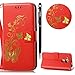 Produktbild WIWJ Huawei Nova Plus Hülle,Nova Plus Leather Handyhülle, Handyhülle Wallet Case[Heißprägen Prägung Schmetterlinge Ledertasche] Flip Schutzhülle für Huawei Nova Plus-Großes Rot
