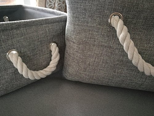 Starsglowing Wäschekorb Aufbewahrungskorb mit Griff Schrank Organizer Aufbewahrungsbox für Kleidung Handtücher Bettwäsche (Large, Grau) - 6