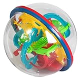 Steuern Sie den kleinen Metallball geschickt durch die Windungen der 3D-Kugel - Ziel ist, den Ball in den Eimer im Zentrum der Spielkugel zu lotsen