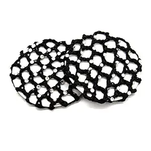 AUEAR, 10 Pack Handmade Crochet Bun Cover Snood Hair Net Pearls Decor Elastic Hair Net Hair Accessories for Ballet Dance Skatingk