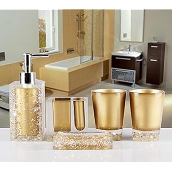 Bellabrunnen Elegant Retro 5 tlg. Badezimmer Set Bad Accessoire Set WC
