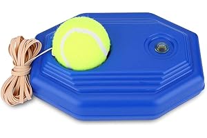 Qiter Tennis Training Ball, Tennis Ball Back Base Trainer Set with Rubber Elastic Rope for Single Person Practice