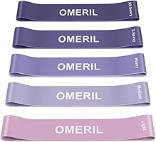 OMERIL Bandas Elasticas Fitness, Cintas Elasticas Fitness Látex Natural con 5 Niveles Ejercicios en Piernas, Glúteos y...