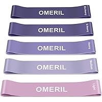 OMERIL Widerstandsbänder [5er Set] Fitnessband Theraband mit Übungsanleitung auf Deutsch & Tragebeutel Resistance Bands Gymnastikband aus Naturlatex für Muskelaufbau Pilates Yoga usw
