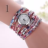 Fenkoo Damenuhren der neuen Diamant Damen runde Armbanduhr bunte Frau drei Ringuhren