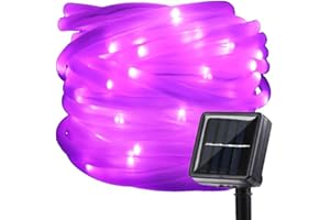 KEEDA Solar Rope Lights,39ft 100LED Tube Copper Wire Lights, Waterproof Outdoor Garden Light, Christmas Starry String Fairy Lights-Hollow Pipe-2 Light Modes-Purple