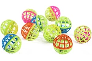 Lucaro 8 x Pet plastic Interractive balls jingle bell, indoor/outdoor cats, dogs, kittens, puppy, birds .Assorted bright colours to catch and chase